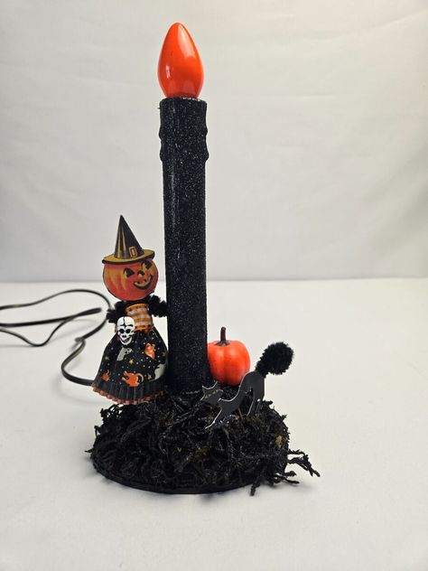 I just added a new item to eBay, Upcycled Halloween Candolier Decor Black & Orange Pumpkin Head With Witch Hat! #eBay #eBaySeller Witch With Black Cat, Happy Halloween Sign, Vintage Halloween Witch, Happy Halloween Signs, Halloween Floral, Vintage Halloween Decorations, Glass Balls, Pumpkin Head, Light Works