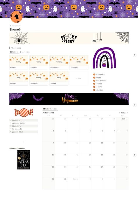 halloween notion template aesthetic Notion Halloween, Notion Pages, To Do Calendar, Notion Icons, Notion Aesthetic, Physical Planner, Notion Templates, Love Halloween, Notion Template