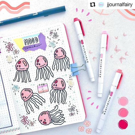 Bullet Journal features on Instagram: “A cute mood tracker by @jjournalfairy 💜 • • • • • • june bujo series: spongebob’s jellyfish mood tracker ✨ - #bujo #bulletjournal #art…” Jellyfish Mood Tracker, Spongebob Bullet Journal, June Mood Tracker, Cute Mood Tracker, June Bujo, August Bujo, Bullet Journal Mood Tracker, Art Jellyfish, Journal Mood Tracker