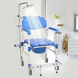 3 in 1 Foldable Shower Wheelchair (350 Pounds), Bedside Commodes Shower Commode Wheelchair Transport Chair with Shower,Toilet,Shower Comode Wheelchairs for Elderly and Disabled Mobility Scooter Accessories, Shower Wheelchair, Transport Chair, Transport Wheelchair, Shower Toilet, Wheel Chair, Daily Living, Baby Health, Household Supplies