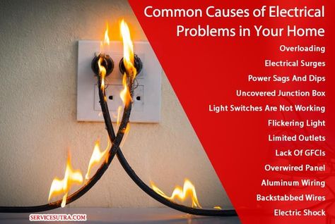 Wondering about the causes of electrical problems in your home? Here’s a complete list of 15 most common causes of frequent electrical problems and issues. Air Conditioner Maintenance, Electrical Troubleshooting, Residential Electrical, Electrical Code, Electrical Problems, Electrical Fittings, Switch Words, Electrical Panel, Diy Electrical