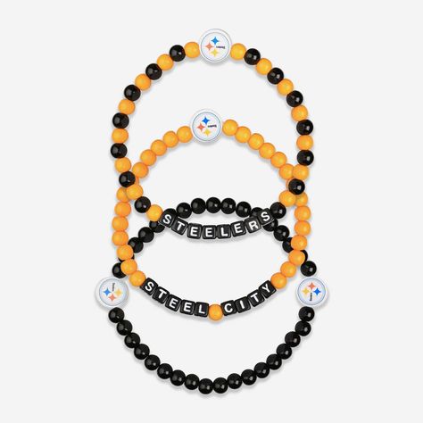 Pittsburgh Steelers 3 Pack Beaded Friendship Bracelet Adult Friendship Bracelets, Steelers Bracelet, Team Friendship, Matching Friendship Bracelets, Beaded Friendship Bracelets, Matching Things, Cool Friendship Bracelets, Make Friendship Bracelets, Friendship Bracelets With Beads