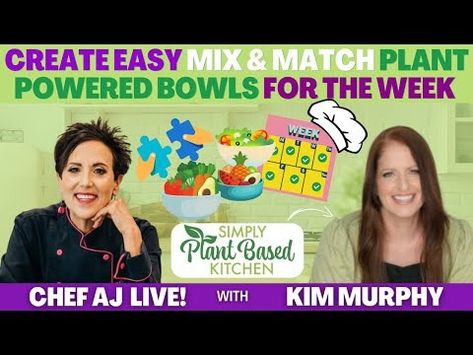 (33) Create Easy Mix & Match Plant Powered Bowls for the Week - Kim Murphy of Simply Plant-Based Kitchen - YouTube Power Bowls, Food Bowls, Whole Food Plant Based, Plant Powered, Delicious Dinner Recipes, Food Bowl, Delicious Dinner, Clean Recipes, Vegetarian Dishes