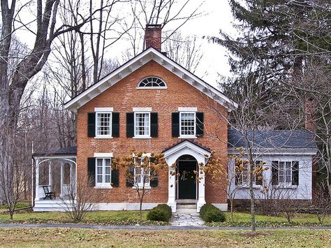 Brick Farmhouse, Brick Houses, Red Brick House, Brick Exterior House, Cozy Farmhouse, Farmhouse Exterior, Cute House, Colonial House, House Goals