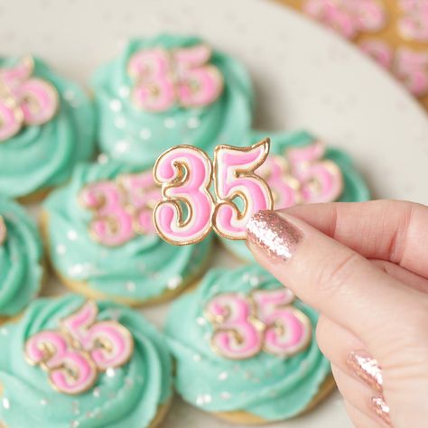 Yesterday I celebrated my 35th birthday by making myself some cookies! Rather than decorating these cookies entirely in royal icing, I decided to top them with a swirl of white chocolate ganache using a Wilton 1M tip and a sprinkle of … Continue reading → 35 Year Old Birthday Ideas, 35th Birthday Ideas For Her Cake, 35th Birthday Ideas For Her Themes, 35th Birthday Ideas For Her, 35th Birthday Cake, Happy Birthday September, Thirty Fine, Happy Birthday Artist, 35th Birthday Cakes