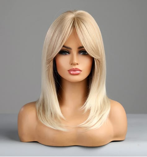 Long Blonde Wigs For White Women, Shoulder Length Straight Hair, Long Blonde Wig, Blonde Bob Wig, Short Bob Wigs, Mom Hairstyles, Blonde Wig, Short Wigs, Blonde Ombre