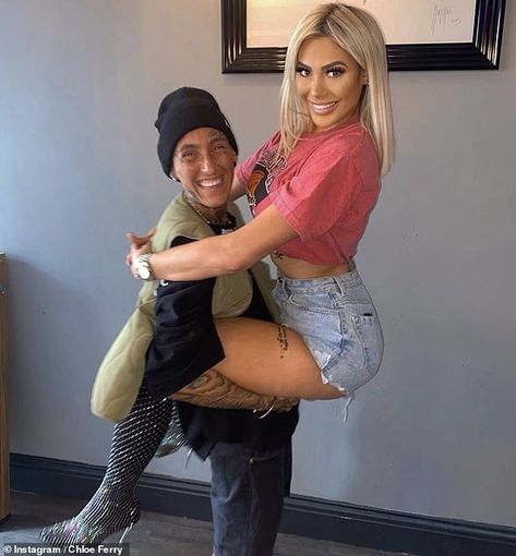 Playful: Chloe Ferry, 24, put on a playful display with her Geordie Shore co-star Natalie ... Chloe Ferry, Denim Hot Pants, Charlotte Crosby, Geordie Shore, Made In Chelsea, Reality Tv Stars, Love Island, Tv Stars, Reality Tv