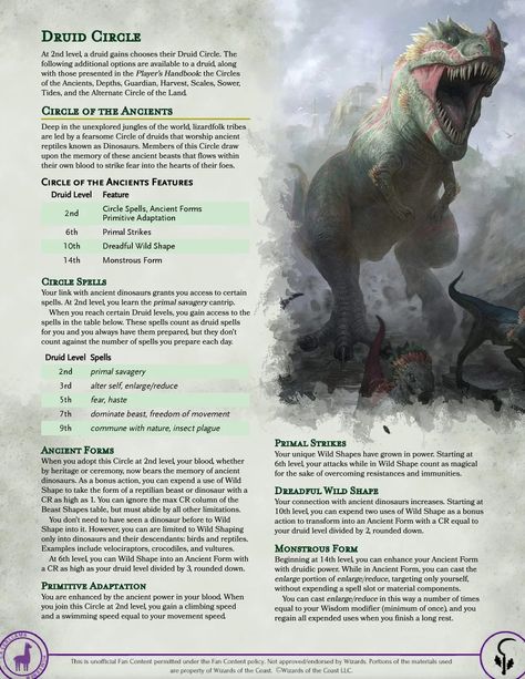 Dungeons And Dragons Dinosaurs, Dinosaur Stuff, Dungeons And Dragons Rules, Dungeons And Dragons Races, Dnd Druid, Dnd Stats, Dnd Homebrew, D D Classes, Lost Lands