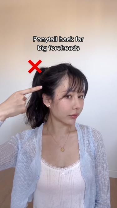 Beautiful Korean Hairstyles for Beginners Hair For Big Foreheads, Medium Hair Ponytail, Hair Big Forehead, Haircut For Big Forehead, Forehead Hair, Easy Hairstyles For Thick Hair, Cute Ponytails, Big Forehead, Trendy Hairstyle