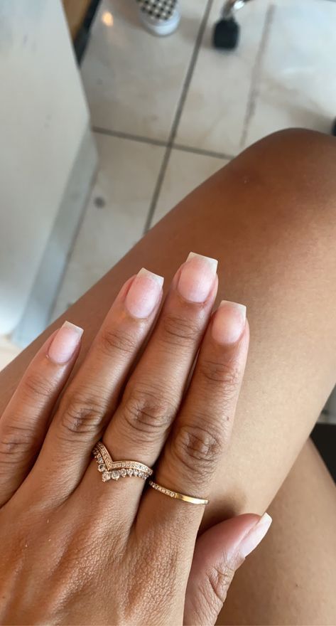 Short Bare Natural Nails, Beige Nails Short Square, Medium Squoval Acrylic Nails, Clear Matte Nails Short, Natural Nails Acrylic Overlays, Short Wide Square Nails, Square Natural Nails Short, Short Nails Wide Nail Bed, Natural Nails Without Polish