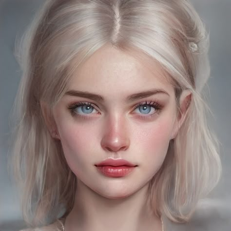 Artbreeder Portraits, Female Character Inspiration, Blonde Hair Blue Eyes, Face Characters, Gray Eyes, Dark Blonde, Pale Skin, Tan Skin, Fair Skin