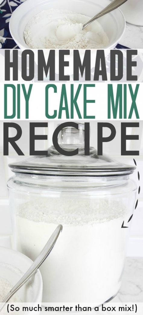 How to make your own cake mix at home instead of buying it in those little boxes! Recipe In A Jar, Homemade Cake Mixes, Cake Mix Recipe, Homemade Dry Mixes, Boxed Cake Mixes Recipes, Vanilla Cake Mixes, Oreo Dessert, Homemade Seasonings, Homemade Diy