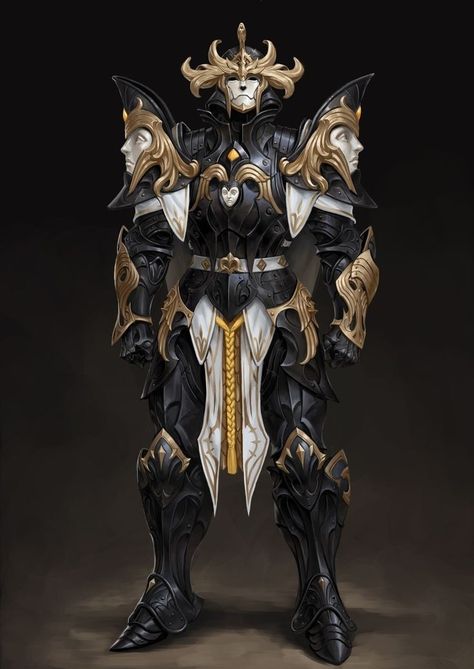 Magic Knight Art, Dnd Homebrew Subclasses, Black And Gold Knight, Echo Knight Dnd, Shield Design Concept, Gold Armor, Cyberpunk Armor, Dungeons And Dragons Classes, Knight Art