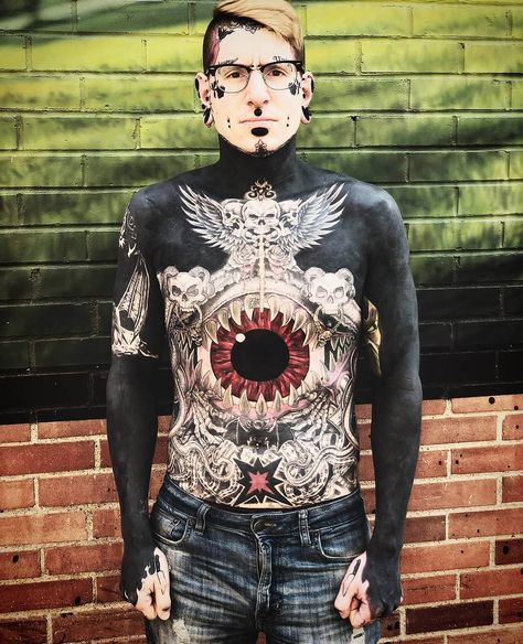 Black Out Tattoos, Tattooed Boys, Golden Monkey, Tattoo Goo, Torso Tattoos, Facial Tattoos, Blue Tattoo, Body Suit Tattoo, Fresh Tattoo