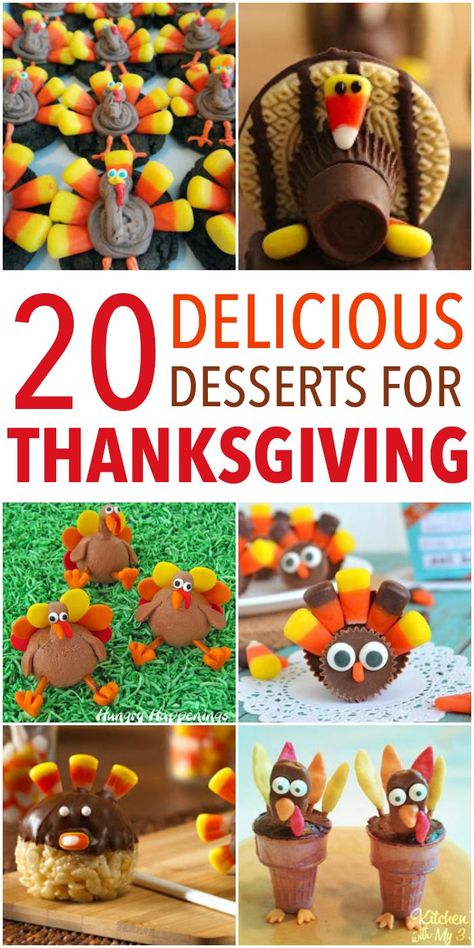 Thanksgiving Fun Food, Thanksgiving Desserts For Kids, Festive Thanksgiving Desserts, Desserts For Thanksgiving, Cute Thanksgiving Desserts, Desserts For Kids, Thanksgiving Desserts Kids, Desserts Thanksgiving, Turkey Cupcakes