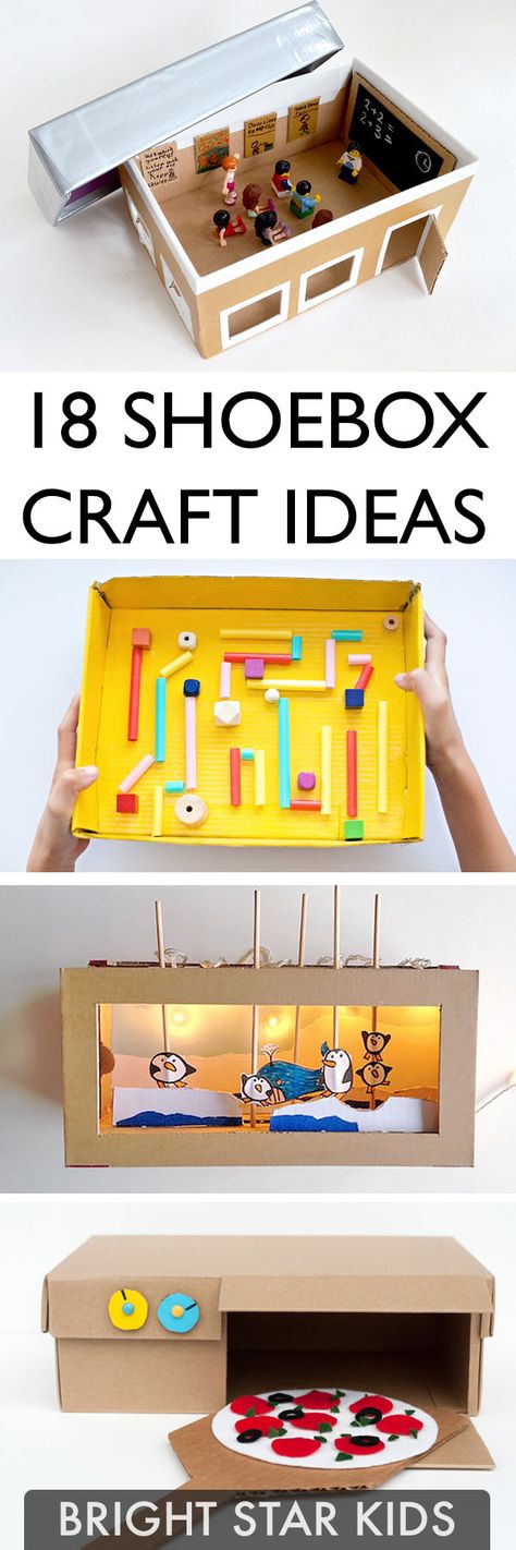 For more child-friendly ideas and DIY's go to blog.brightstarkids.com.au #shoeboxcraft #craftideas #recycleshoebox Shoe Box Crafts, Craft Ideas For Kids, Diy Bebe, Diy And Crafts Sewing, Adult Crafts, Baby Diy, Cardboard Crafts, Crafts For Teens, Easy Kids