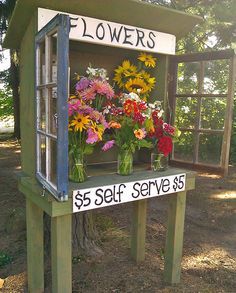 Pictures of roadside Flower Stands - Bing Images...to sell your peonies....<3 Roadside Stand, Vegetable Stand, Cut Flower Farm, Flower Truck, Market Garden, Flower Cart, Flower Farmer, Cut Flower Garden, Self Serve