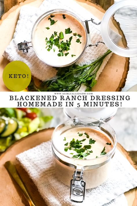 Tangy, creamy, spicy, and smooth this delicious blackened ranch dressing recipe easily rivals the Popeye’s version, but with the cost-saving and convenience of making it at home. Popeyes Blackened Ranch Recipe, Blackened Ranch Recipe, Low Carb Ranch Dressing Recipe, Macro Friendly Ranch Dressing, Blackened Ranch, Low Calorie Ranch Dressing, Keto Ranch Dressing Recipe, Ranch Salad Dressing, Ranch Dressing Recipe