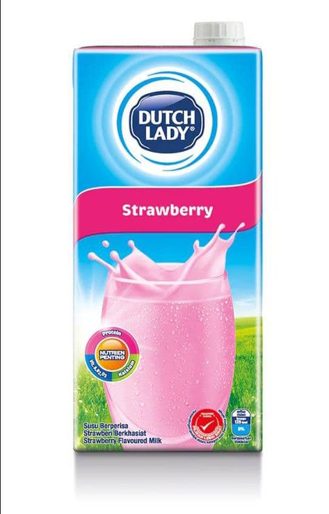 Dutch Lady Strawberry, Lady Strawberry, Dutch Lady, Uht Milk, Watermark Ideas, Resepi Ayam, Bubble Gum Flavor, Dutch Women, Old Advertisements