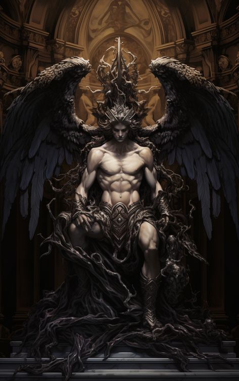 Dark Lucifer, Lucifer Angel, Lucifer Art, Fallen Angel Art, King Of Hell, Evil Demons, Dark Spirit, Dark Fantasy Artwork, Angel Warrior