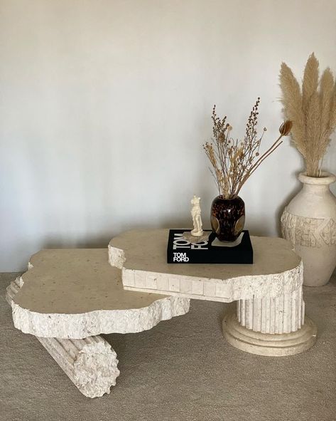 Follow us on Instagram for more aesthetic furniture and home decors! @casaluma_ #fossilstone #fossilstonefurniture #aestheticfeed #neutralfeed #beigefeed #beigeaesthetic #aesthetictable #minimalistaesthetic #vintagehome #vintagestyle #vintagetable #postmodern #postmoderntable #80shome #80saesthetic #aestheticfeed #thatgirl #summeraesthetic #parisianhome #parisianinspired #influencertable #influencerstyle #influenceraesthetic #minimalisthome #aesthetics #stonetable #coffeetablestyling Post Modern Furniture, Coffee Table Candles, Aesthetic Furniture, Stone Furniture, Beige Room, Dining Interior, Apartment Dining, Hair Salon Decor, Stone Coffee Table