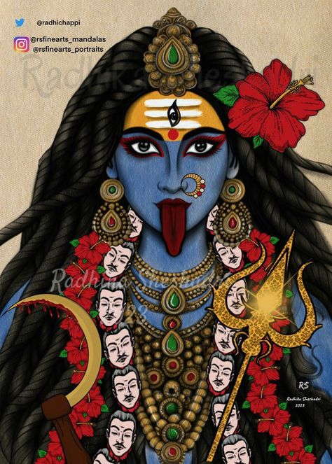 God Drawing, Poster Rangoli, Kali Images, Childhood Photography, Indian Goddess Kali, Durga Kali, Abstract Pencil Drawings, Kali Maa, Mother Kali