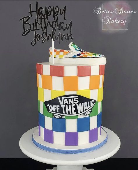 Skater Birthday Cake, Vans Birthday Cake, Vans Party Theme, Skateboard Birthday Party Ideas, Vans Warped Tour Birthday Party, Vans Birthday Party Ideas, Skateboard Party Theme, Vans Party, Skate Room