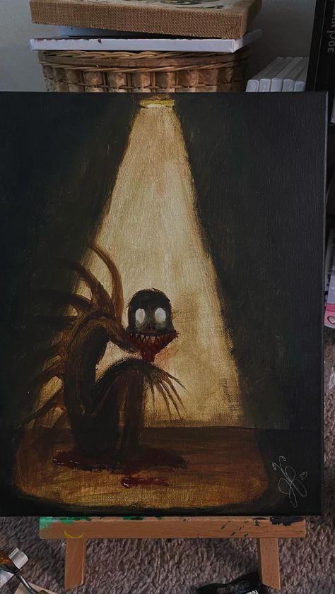 @occultcreature on Instagram Horror Paintings Canvas, Horror Canvas Painting, Horror Paintings, Horror Painting, Scary Paintings, September 23, Horror Art, Acrylic On Canvas, Art Ideas