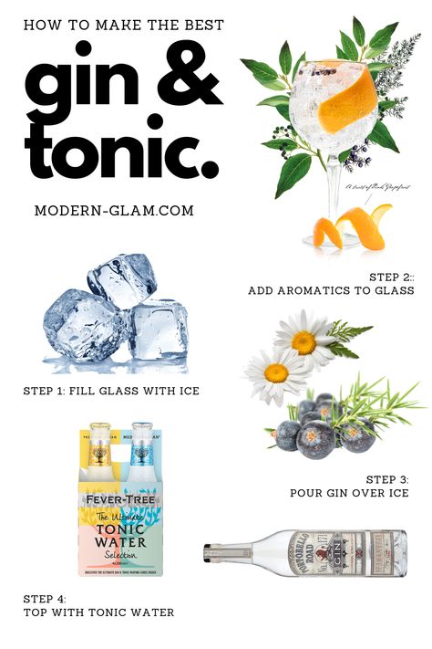 How to make the best gin and tonics. Everything you need to know to make the best cocktail recipe for spanish gin and tonics. #recipe #cocktail #infographic Gin Tonic Recetas, Gin And Tonic Recipe, Best Gin And Tonic, Gin Tonic Recipe, Make Your Own Gin, Brunch Table Setting, Easy Punch Recipes, Tonic Recipe, Best Gin