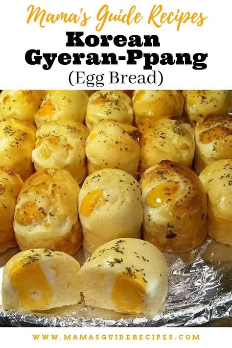 These Korean Gyeran-ppang bread are delish. Korean Gyeran-ppang are local korean street food bread that are usually sold in Korean Egg Bread Street Food, Korean Egg Bread Recipes, Korean Bakery Recipe, Ppang Bread, Gyeran Ppang, Korean Egg Bread, Korean Bakery, Asian Buns, Korean Egg