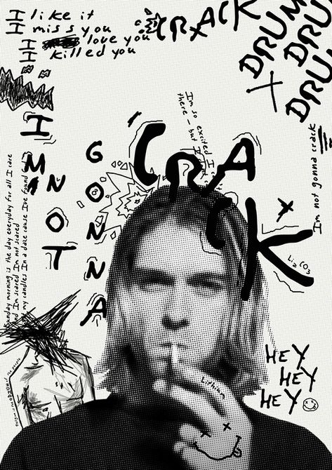 Digital Art Music, Nirvana Poster, Punk Poster, Punk Design, Tableau Art, Rock Posters, Band Posters, Kurt Cobain, Album Art