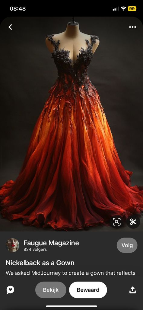 Orange And Black Wedding Dress, Black And Orange Wedding Dress, Burnt Orange Wedding Dress, Orange And Black Wedding, Orange Wedding Dress, Orange Dress Wedding, Autumn Court, Strange Dream, Orange Gown