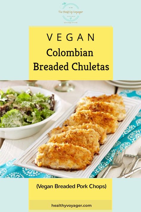 Delicious vegan recipe for Colombian Breaded Chuleta Pork Chops Vegan Pork Chops, Vegan Pork, Healthy Hearty Meals, Healthy Woman, Breaded Pork Chops, Clean Eating Recipes For Dinner, Colombian Food, Gluten Free Vegan Recipes, Clean Eating Dinner