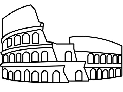 Roman Colosseum Drawing, Colosseum Drawing, Italy Outline, Roman Pictures, Italian Crafts, Easy Manga Drawings, Italy For Kids, Travel Printables, Rome Antique