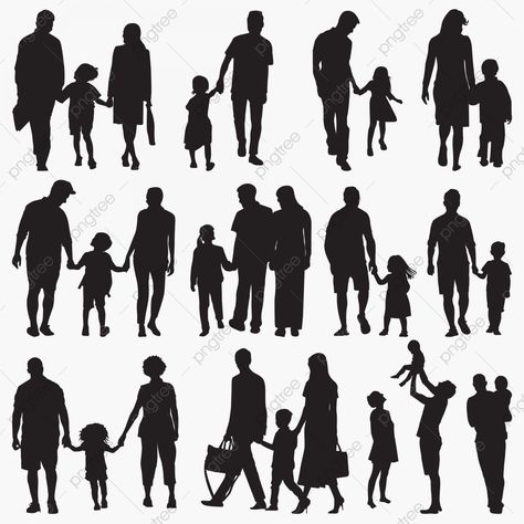 Walking Silhouette, Silhouettes Of People, Silhouette Architecture, Silhouette Family, Person Silhouette, Mosque Silhouette, Zestaw Ikon, Family Vector, People Png