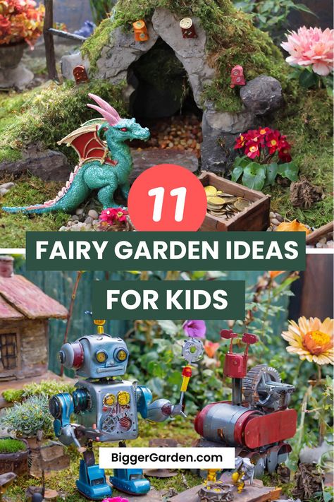 Colorful garden scenes featuring a Dinosaur Garden, Kids Fairy Garden, Fairy Garden Crafts, Fairy Garden Designs, Fairy Crafts, and Fairy Garden Houses for DIY Fairy projects of various garden types. Kids Fairy Garden, Dinosaur Garden, Fun Diy Projects, Fairy Garden Ideas, Fairy Garden Houses, Pirate Theme, Fairy Gardens, Fairy Houses, Growing Food