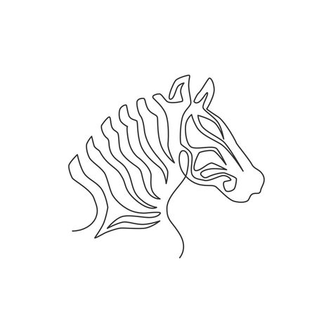 One continuous line drawing of zebra head for zoo safari national park logo identity. Typical horse from Africa with stripes concept for company mascot. Trendy single line draw design illustration National Park Logo, Logo Zebra, One Continuous Line Drawing, Zebra Head, Logo Identity, Single Line Drawing, Continuous Line Drawing, Single Line, Continuous Line