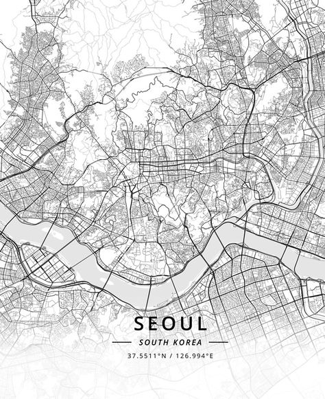 Seoul Map Aesthetic, Architect Portfolio Design, Seoul Map, Art History Timeline, Korea Map, Maps Aesthetic, Seoul City, Satellite Maps, Drawing Examples