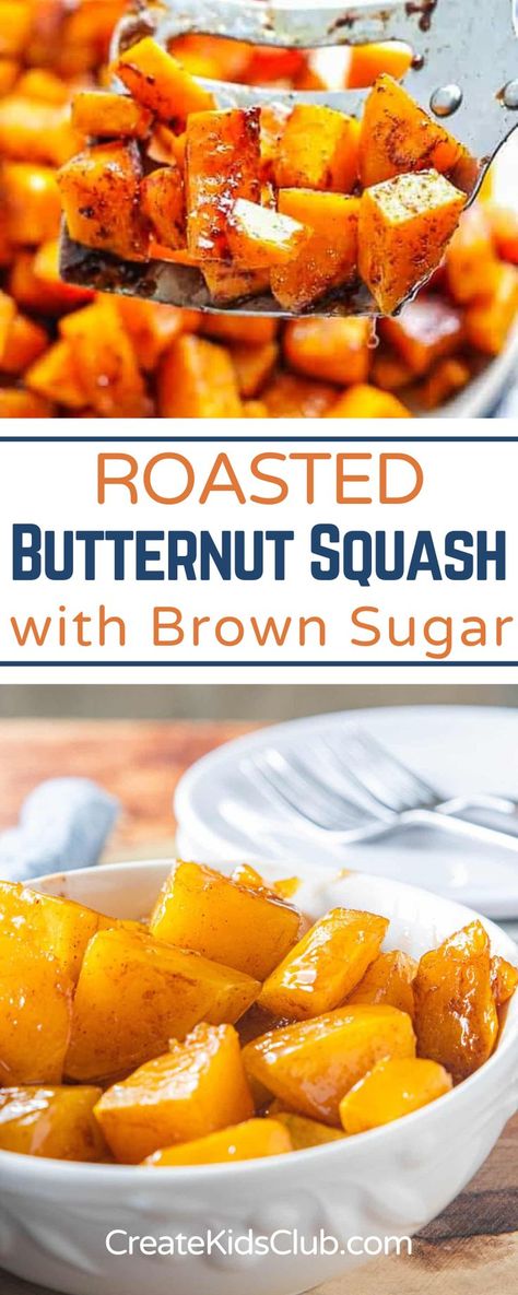 Roasted Butternut Squash with Brown Sugar and butter is baked into a delicious caramelized squash recipe that not only smells amazing but has a flavor that’s out of this world delicious. I developed this simple roasted butternut squash brown sugar recipe for kids, but it turned out to be my favorite as well. You could season the squash with nutmeg or allspice for a flavor substitution, if desired. Butternut Squash Bites, Roasted Frozen Butternut Squash Oven, How Do You Peel Butternut Squash, Roasted Butternut Squash Slices, How To Cook Butternut Squash In Instapot, Squash Baked Recipes, Best Summer Squash Recipes, Recipes For Butternut Squash Side Dishes, Cooking Butternut Squash In Oven