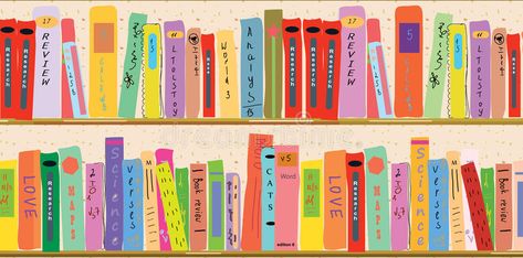 Reading Books Illustration, Vector Library, Banner Funny, Color Pencil Illustration, Book Spine, Book Wall, Banner Images, Medical Illustration, Book Shelf