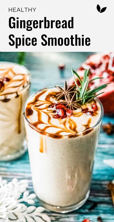 Give your holiday some extra cheer with this gingerbread spice smoothie. A Plant based holiday drink with classic gingerbread recipe flavors. Winter Smoothie Recipes, Gingerbread Smoothie, Winter Smoothie, Holiday Smoothies, Christmas Smoothies, Healthy Gingerbread, Winter Smoothies, Plant Based Smoothies, The Perfect Smoothie