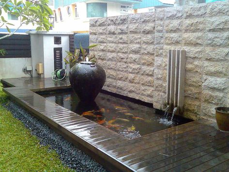 Modern Pond, Amazing Backyards, Karp Koi, Tanaman Air, Koi Pond Design, Modern Water Feature, Kolam Koi, Taman Air, Garden Pond Design