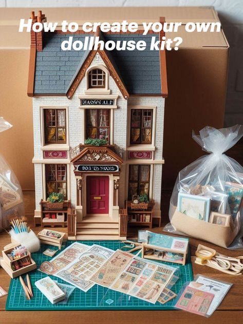 create your own dollhouse ktis Dollhouse Design, Dollhouse Tutorials, Dollhouse Projects, Dolls House Interiors, Barbie Doll House, How To Craft, Dollhouse Kits, The Kit, Barbie Diy