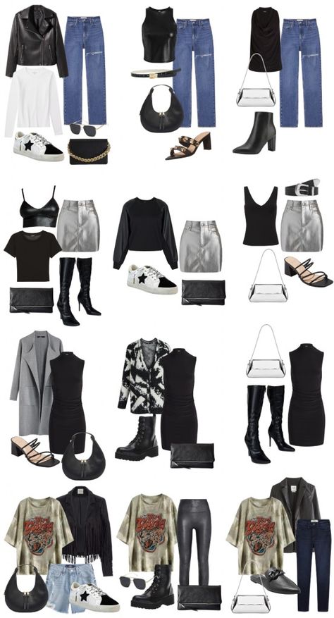 Edgy Capsule Wardrobe, Rock N Roll Fashion, Edgy Outfits Grunge, Rock Chic Outfits, Casual Edgy Outfits, Dark Boho Fashion, Black Capsule Wardrobe, Capsule Wardrobe Women, Comfy Outfits Winter