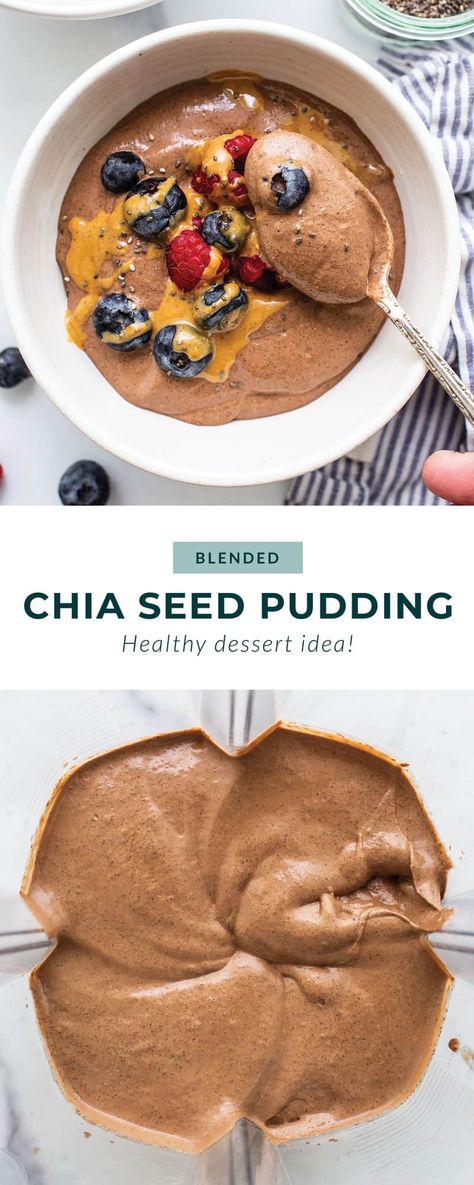 This blended peanut butter chocolate chia seed pudding tastes just like a peanut butter cup, but is oh so nutritious! Chia Seed Pudding Healthy, Chia Pudding Recipes Healthy, Chocolate Chia Seed Pudding, Chia Seed Recipes Pudding, Chia Seed Recipes, Lost 100 Pounds, Chia Pudding Recipes, Chia Seed Pudding, Peanut Butter Cup