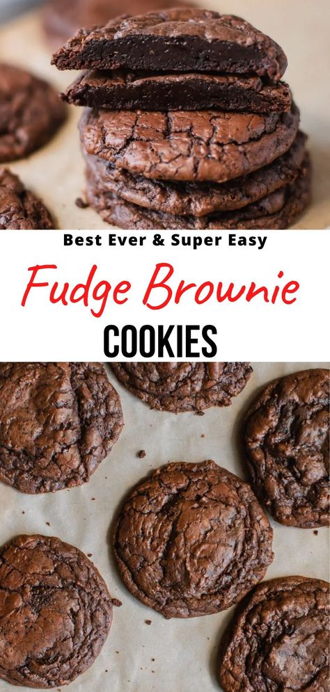 Fudge Brownie Cookies, Fudge Cookie Recipe, Chocolate Fudge Cookies, Chocolate Brownie Cookies, Cookie Brownie Recipe, Fudge Cookies, Fudgy Brownie, Fudge Recipes Easy, Fudge Brownie