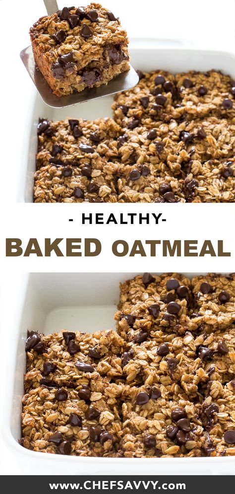 Healthy Baked Oatmeal, Breakfast Chocolate, Chef Savvy, Baked Oatmeal Healthy, Baked Oatmeal Recipe, Menu Sarapan Sehat, Baked Oatmeal Recipes, Breakfast And Brunch, Healthy Baked