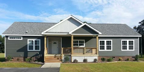 Double Wide Porch Ideas, Modular Home Remodel, Best Modular Homes, Manufactured Home Porch, Modular Home Plans, Mobile Home Exteriors, Manufactured Home Remodel, Clayton Homes, Building A Porch