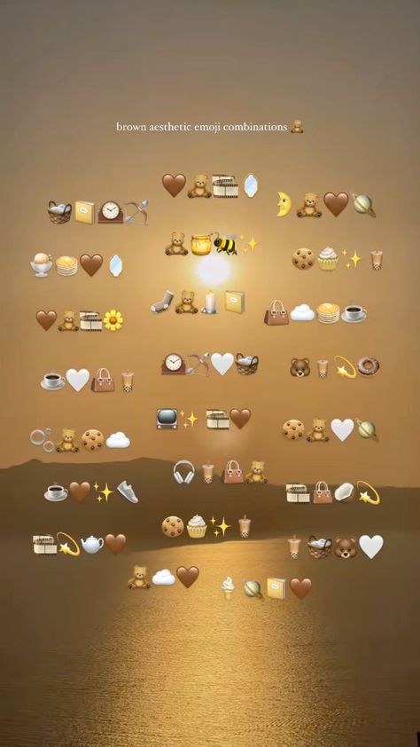 Brown Aesthetic Instagram Story, Baby Emoji Combinations, Brown Aesthetic Caption, Brown Emoji Combinations Aesthetic, August Emoji Combo, Cafe Emoji Combo, Beige Emoji Combination, Birthday Emojis On Instagram, Instagram Emoji Combinations