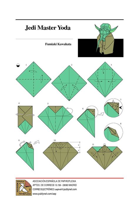 Star Wars Origami, Jedi Master Yoda, Origami Yoda, Origami Star Box, Origami Diagrams, Origami Dragon, Origami For Beginners, Origami Fish, Master Yoda